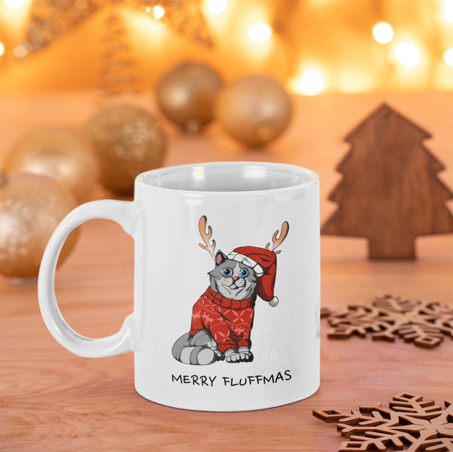 Merry Fluffmas Ceramic Mug 11oz Pawsome Puns